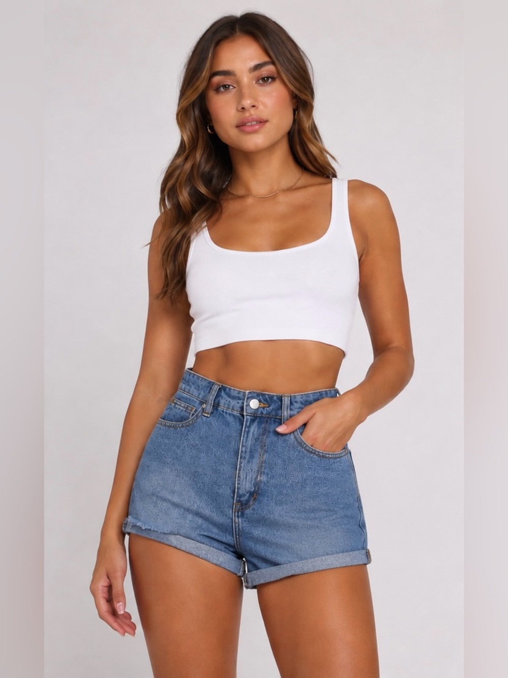 Tiger Mist Medium Wash Francie Distressed High-Rise Jean Shorts Sz S Minimalist